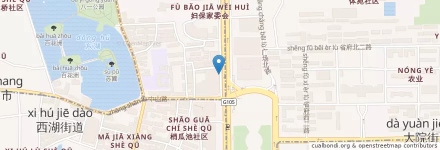 Mapa de ubicacion de 星巴克 en 中国, 江西省, 南昌市, 东湖区, 公园街道.