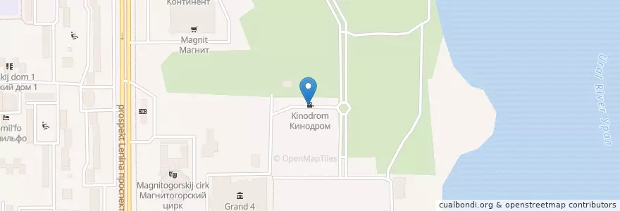 Mapa de ubicacion de Кинодром en Rusland, Уральский Федеральный Округ, Oblast Tsjeljabinsk, Магнитогорский Городской Округ.