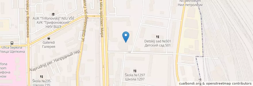 Mapa de ubicacion de Отделение связи №129063 en Russie, District Fédéral Central, Moscou, Центральный Административный Округ, Мещанский Район.