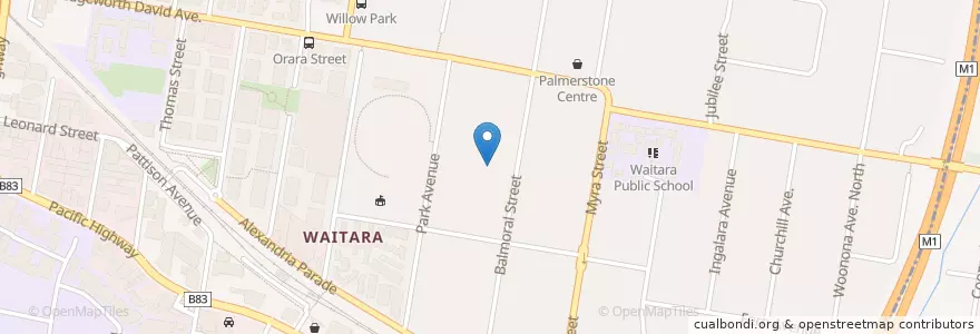Mapa de ubicacion de Explore and Develop Waitara en Australia, Nueva Gales Del Sur, The Council Of The Shire Of Hornsby, Sydney.