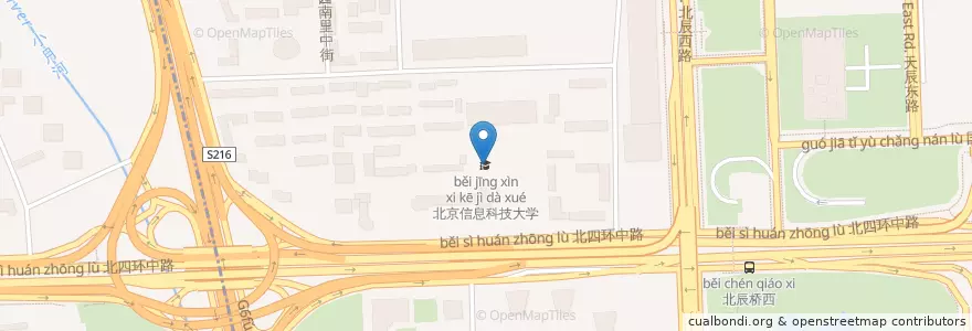 Mapa de ubicacion de 北京信息科技大学（健翔桥校区） en China, Peking, Hebei, 朝阳区 / Chaoyang.
