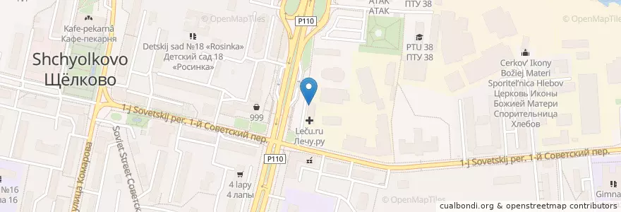 Mapa de ubicacion de Пиццерия en 俄罗斯/俄羅斯, Центральный Федеральный Округ, 莫斯科州, Городской Округ Щёлково.