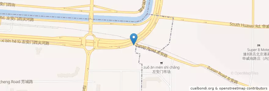 Mapa de ubicacion de 左安门 en 中国, 北京市, 河北省, 丰台区.