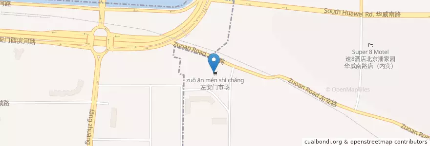 Mapa de ubicacion de 左安门市场 en China, Peking, Hebei, 朝阳区 / Chaoyang, 丰台区.