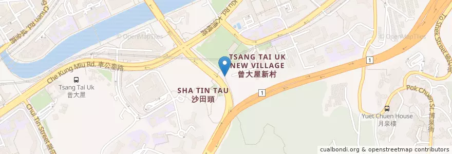 Mapa de ubicacion de 曾大屋公廁 Tsang Tai Uk Public Toilet en 中国, 広東省, 香港, 新界, 沙田區 Sha Tin District.