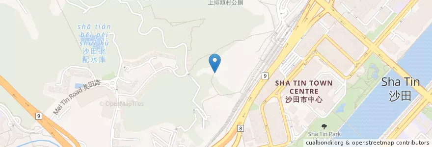 Mapa de ubicacion de 田寮村公廁 Tin Liu Village Public Toilet en China, Guangdong, Hongkong, New Territories, 沙田區 Sha Tin District.