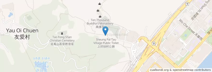 Mapa de ubicacion de 上排頭村公廁 Sheung Pai Tau Village Public Toilet en الصين, غوانغدونغ, هونغ كونغ, الأقاليم الجديدة, 沙田區 Sha Tin District.