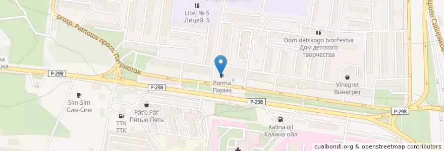 Mapa de ubicacion de Парма en Russie, District Fédéral Central, Oblast De Voronej, Городской Округ Воронеж.