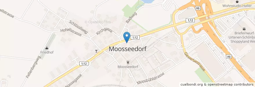 Mapa de ubicacion de Pizza Moossseedorf en 瑞士, 伯尔尼, Verwaltungsregion Bern-Mittelland, Verwaltungskreis Bern-Mittelland, Moosseedorf.
