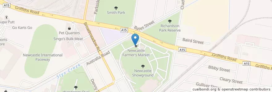 Mapa de ubicacion de Newcastle Farmer's Market en Australien, Neusüdwales, Newcastle City Council, Newcastle-Maitland.