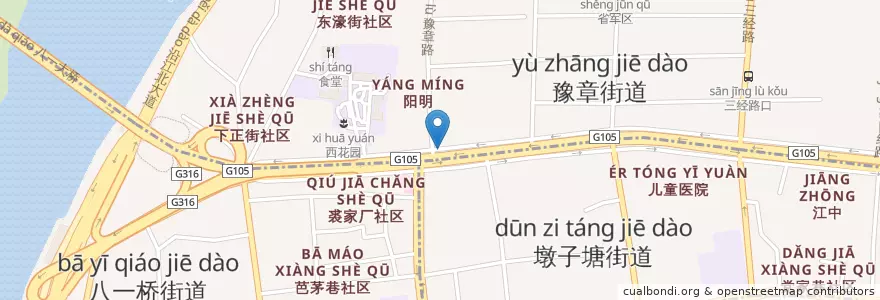 Mapa de ubicacion de 中国建设银行 en China, Jiangxi, 南昌市, 东湖区, 豫章街道.