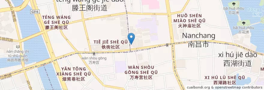 Mapa de ubicacion de 麦当劳 en China, Jiangxi, Nanchang, 东湖区, 百花洲街道.
