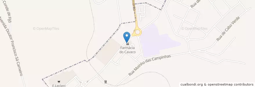 Mapa de ubicacion de Farmácia do Cavaco en البرتغال, آويرو, المنطقة الشمالية (البرتغال), Área Metropolitana Do Porto, Santa Maria Da Feira, São João De Ver.