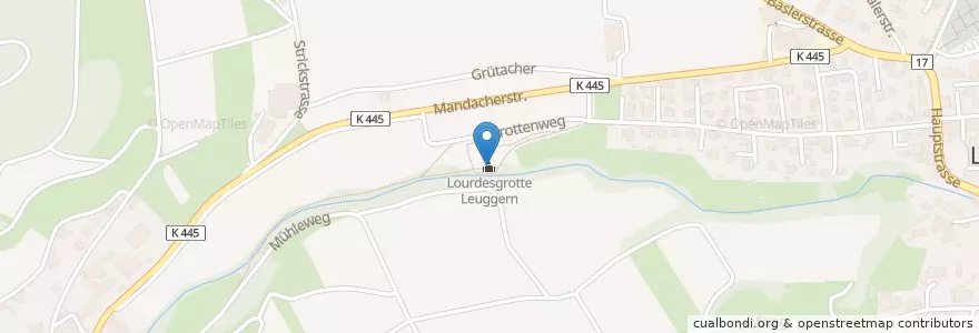 Mapa de ubicacion de Lourdes Grotte Leuggern en Suisse, Argovie, Bezirk Zurzach, Leuggern.