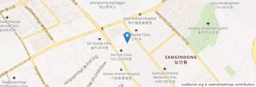 Mapa de ubicacion de 상인공영주차장 (Sangin public parking lot) en Güney Kore, Daegu, 달서구, 상인동.