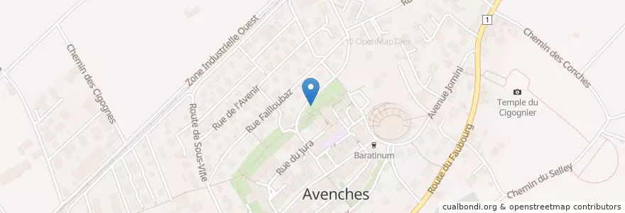 Mapa de ubicacion de Avenches en Швейцария, Во, District De La Broye-Vully, Avenches.