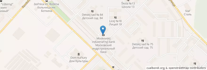 Mapa de ubicacion de Московский индустриальный банк en Rusia, Distrito Federal Central, Óblast De Oriol, Орловский Район, Городской Округ Орёл.