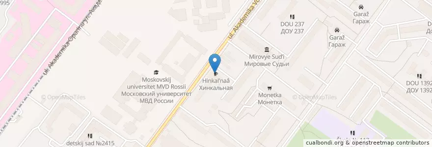 Mapa de ubicacion de Hinkalnaya en Russia, Central Federal District, Moscow, South-Western Administrative Okrug, Konkovo District.