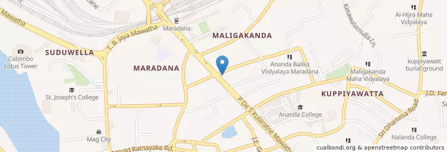 Mapa de ubicacion de Commercial Bank of Ceylon PLC en Sri Lanka, බස්නාහිර පළාත, කොළඹ දිස්ත්‍රික්කය, Colombo.