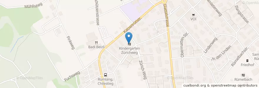 Mapa de ubicacion de Kindergarten Zürichweg en İsviçre, Zürih, Bezirk Dielsdorf, Rümlang.