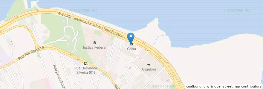 Mapa de ubicacion de Caixa Econômica Federal en البَرَازِيل, المنطقة الجنوبية, سانتا كاتارينا, Microrregião De Florianópolis, Região Geográfica Intermediária De Florianópolis, فلوريانوبوليس.