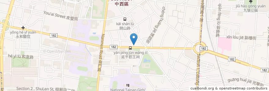 Mapa de ubicacion de 葉家燒烤 en 타이완, 타이난 시, 中西區.
