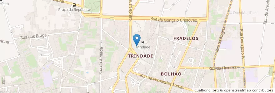 Mapa de ubicacion de Trindade (Metro) en البرتغال, المنطقة الشمالية (البرتغال), Área Metropolitana Do Porto, بورتو, بورتو, Cedofeita, Santo Ildefonso, Sé, Miragaia, São Nicolau E Vitória.