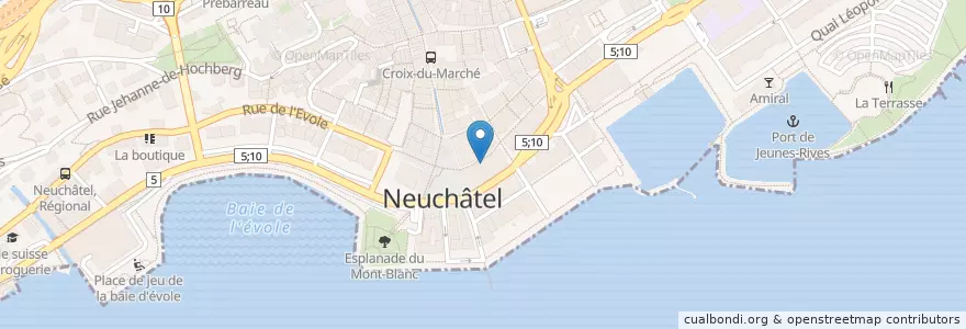 Mapa de ubicacion de Coop City en Zwitserland, Neuchâtel, Lac De Neuchâtel (Ne), Neuchâtel.