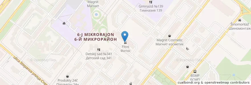 Mapa de ubicacion de Фитос en ロシア, シベリア連邦管区, オムスク州, オムスク地区, オムスク管区.