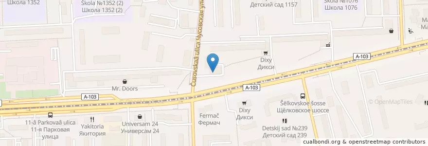 Mapa de ubicacion de Отделение связи №107497 en Rússia, Distrito Federal Central, Москва, Восточный Административный Округ, Район Северное Измайлово.