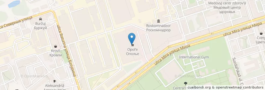 Mapa de ubicacion de Ополье en روسيا, Центральный Федеральный Округ, فلاديمير أوبلاست, Городской Округ Владимир.