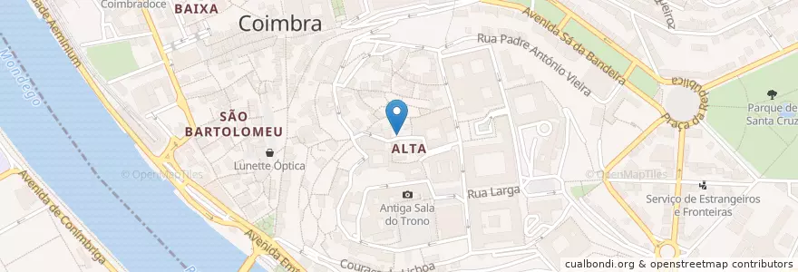 Mapa de ubicacion de Bigorna Bar en ポルトガル, Centro, Baixo Mondego, Coimbra, Coimbra, Sé Nova, Santa Cruz, Almedina E São Bartolomeu.