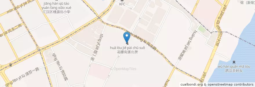 Mapa de ubicacion de 花楼街派出所 en 中国, 湖北省, 武汉市, 江汉区, 民权街道.