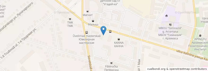 Mapa de ubicacion de Аптека en روسيا, Приволжский Федеральный Округ, Нижегородская Область, Арзамасский Район, Городской Округ Арзамас.