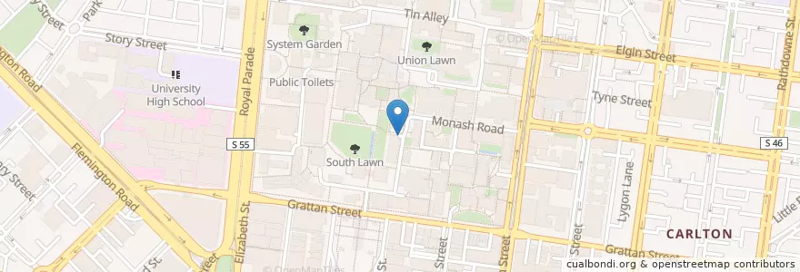 Mapa de ubicacion de South Lawn Car Park en Australie, Victoria, City Of Melbourne.