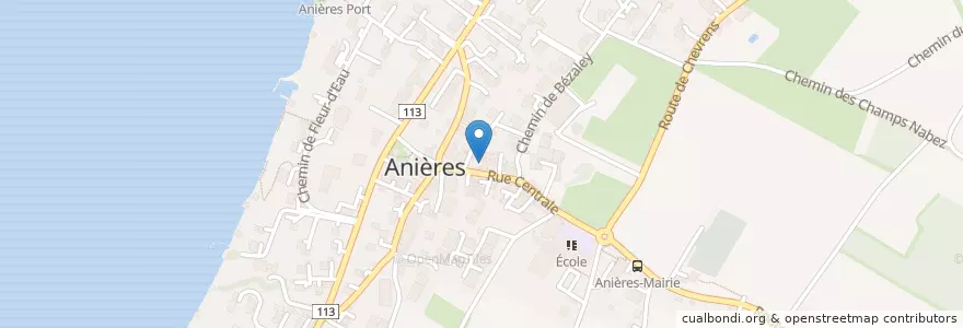 Mapa de ubicacion de La T'Anières en Schweiz/Suisse/Svizzera/Svizra, Genève, Genève, Anières.