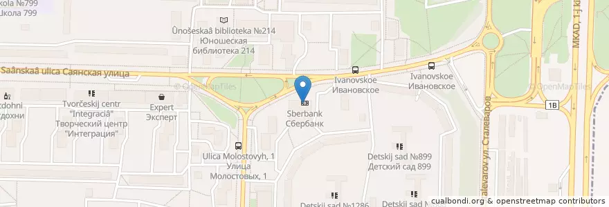 Mapa de ubicacion de Сбербанк en ロシア, 中央連邦管区, モスクワ, Восточный Административный Округ, Район Ивановское.