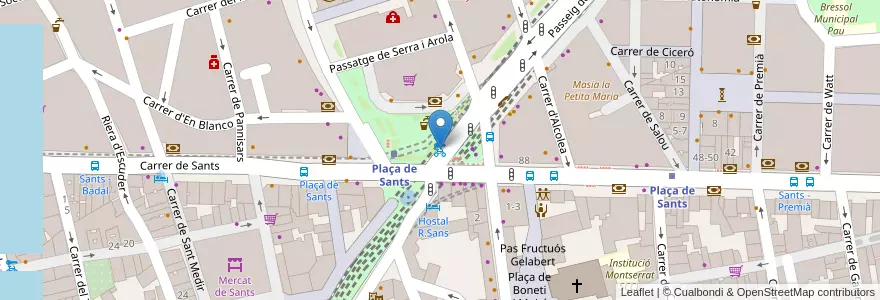 Mapa de ubicacion de 188 - Pl. Sants (Ps. S. Antoni) 0 en Spain, Catalonia, Barcelona, Barcelonès, Barcelona.
