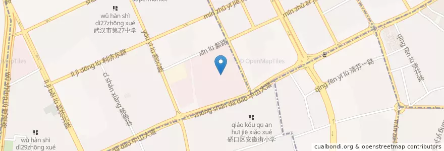 Mapa de ubicacion de 六角亭街道办事处 en 中国, 湖北省, 武汉市, 江汉区, 六角亭街道.