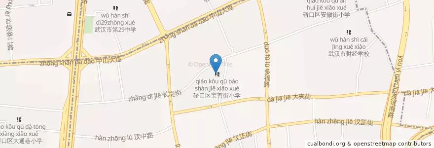 Mapa de ubicacion de 硚口区宝善街小学 en China, Hubei, Wuhan, Qiaokou District, 汉正街道.