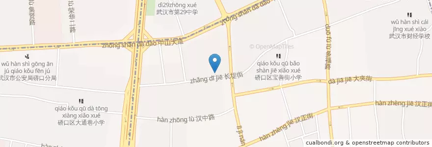 Mapa de ubicacion de 硚口区南阳村小学 en China, Hubei, Wuhan, 硚口区, 汉正街道.