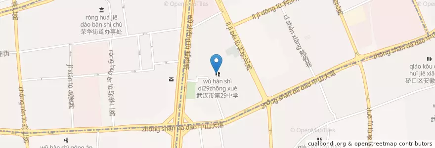 Mapa de ubicacion de 武汉市第29中学 en Китай, Хубэй, Ухань, Цяокоу, 六角亭街道.