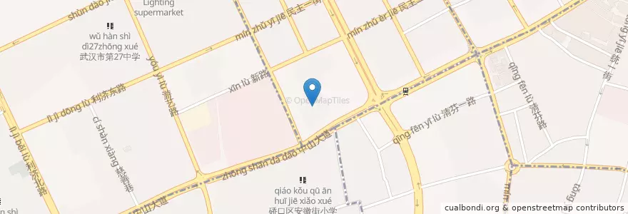 Mapa de ubicacion de 江汉区天一街小学 en الصين, خوبي, ووهان, 江汉区, 民意街道.