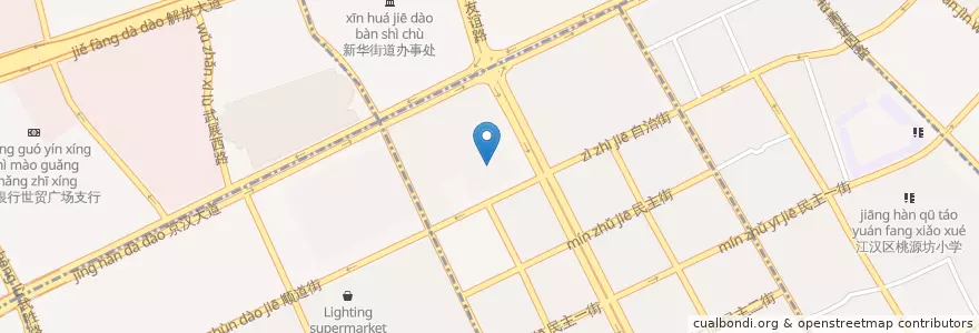 Mapa de ubicacion de 武汉市第75中学 en China, Hubei, Wuhan, Jianghan, 民意街道.