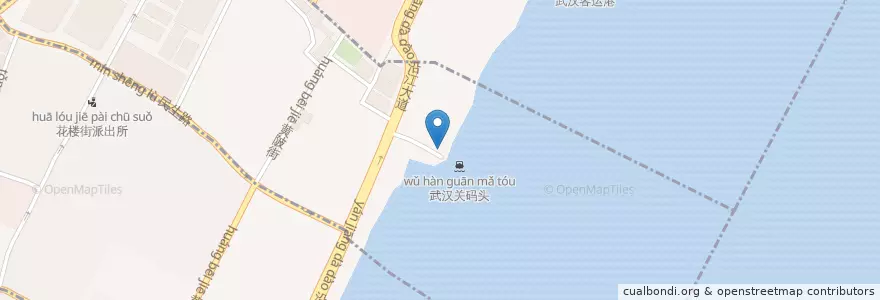 Mapa de ubicacion de 武汉关码头 en 中国, 湖北省, 武漢市, 江漢区, 花楼街道.