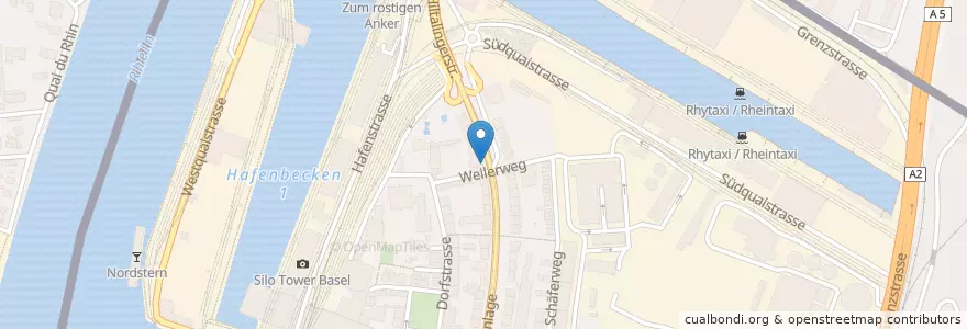 Mapa de ubicacion de Shell Baslertor en سويسرا, مدينة بازل, Basel.