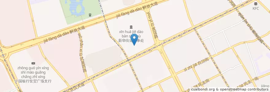 Mapa de ubicacion de 江汉区展览馆小学 en 中国, 湖北省, 武汉市, 江汉区, 新华街道.