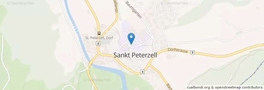 Mapa de ubicacion de Kindergarten St. Peterzell en سوئیس, Sankt Gallen, Wahlkreis Toggenburg, Neckertal.