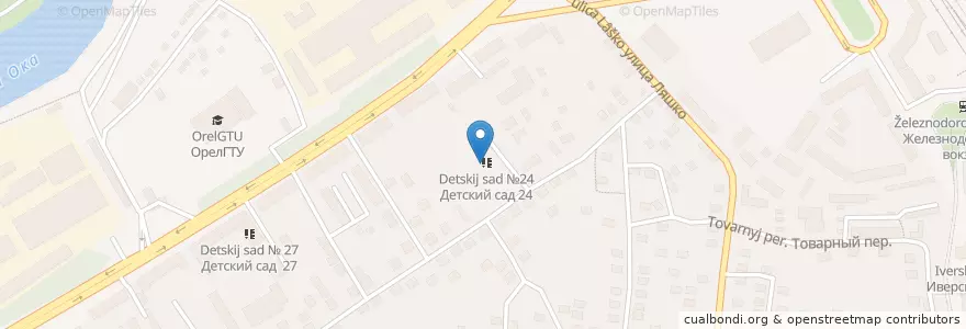 Mapa de ubicacion de Детский сад № 24 en Russia, Central Federal District, Oryol Oblast, Орловский Район, Oryol.