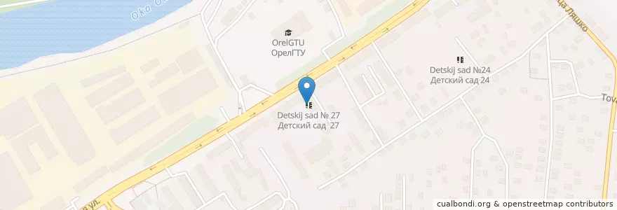 Mapa de ubicacion de Детский сад № 27 en Rusland, Centraal Federaal District, Oblast Orjol, Орловский Район, Городской Округ Орёл.